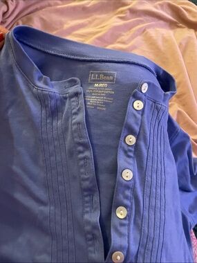 L.L. Bean Women's V-Neck Button-Up Sweater in Periwinkle Blue